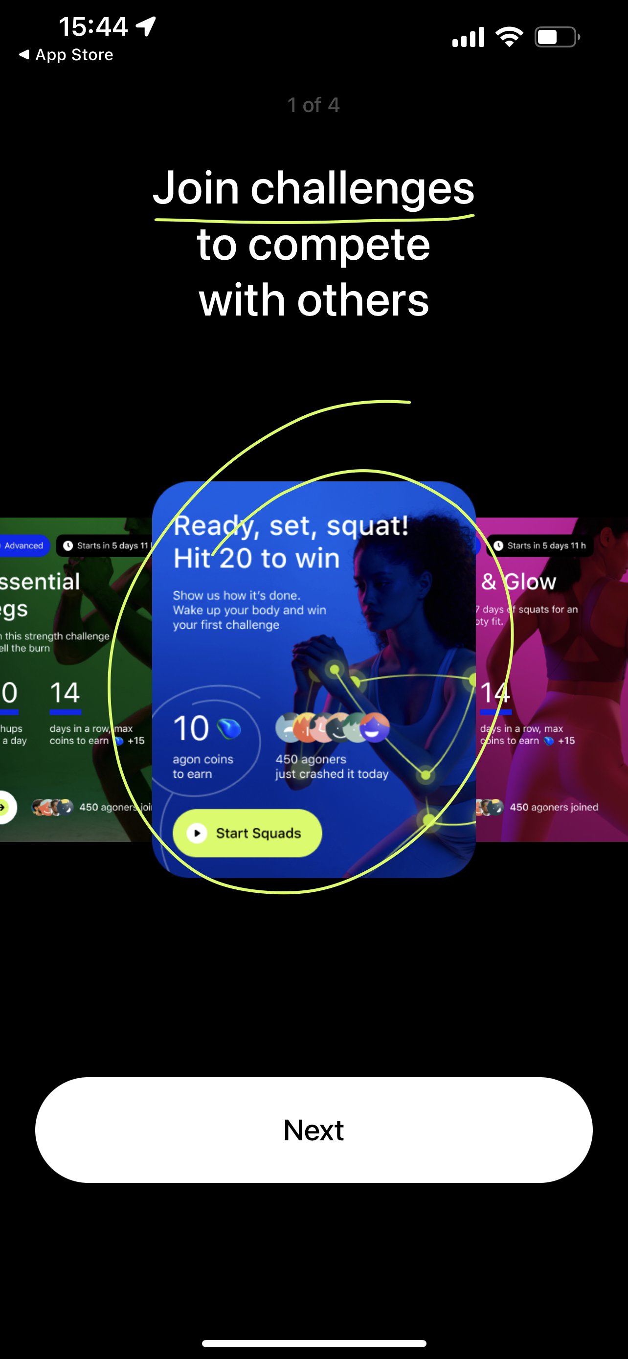 Agon app onboarding
