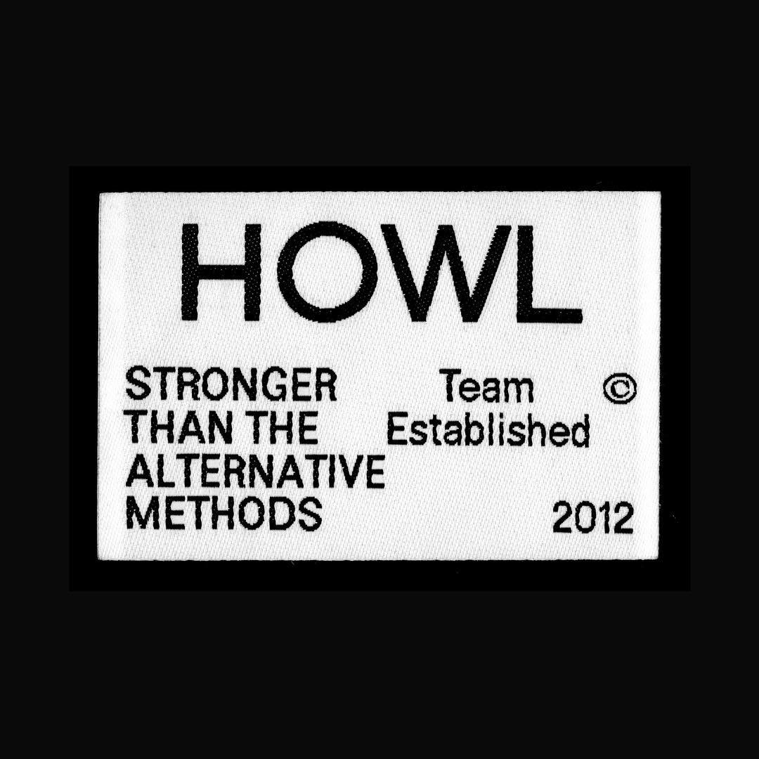 Woven label for new bags and apparel for Howl Supply.
