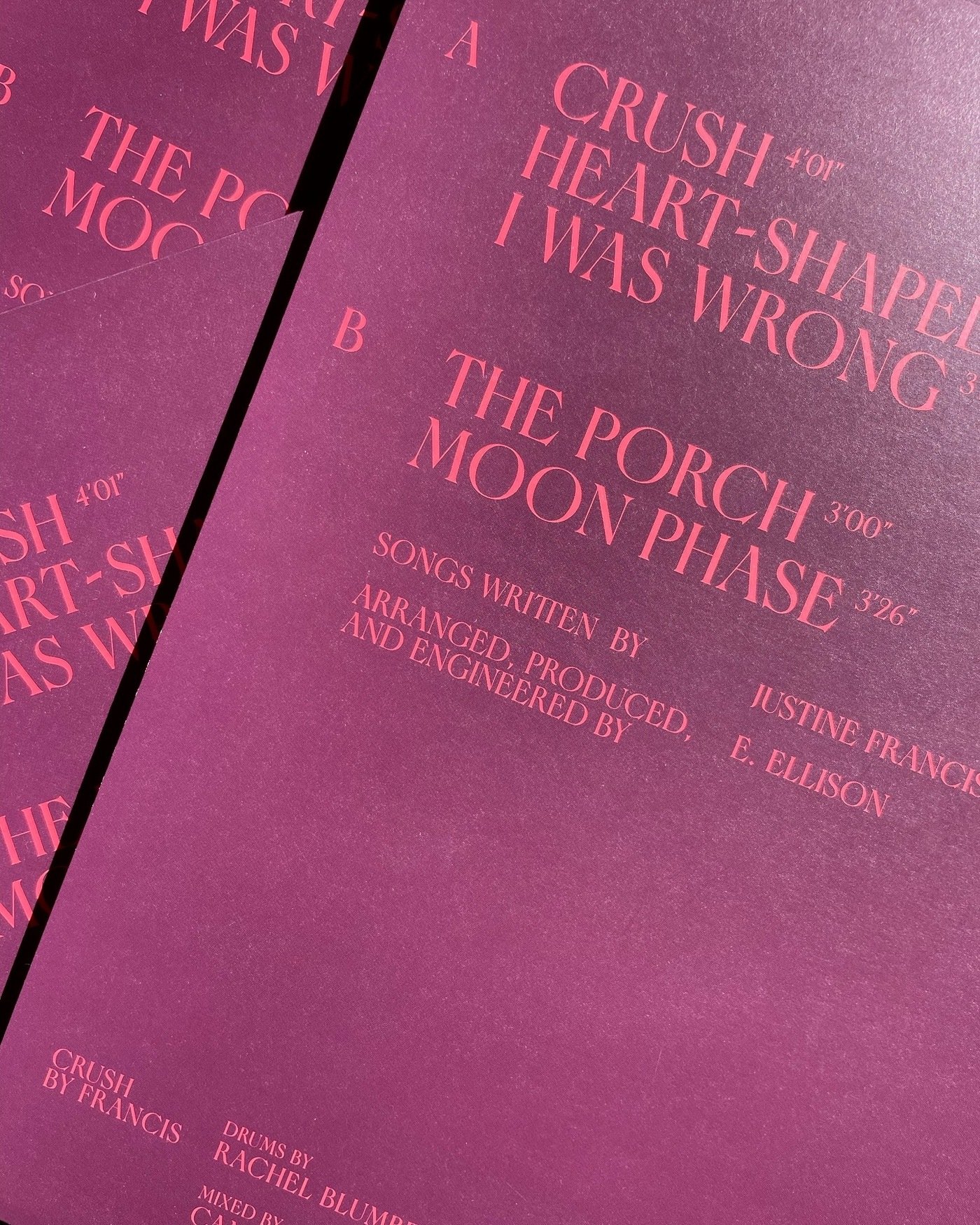 Francis – Crush album art - Fonts In Use
