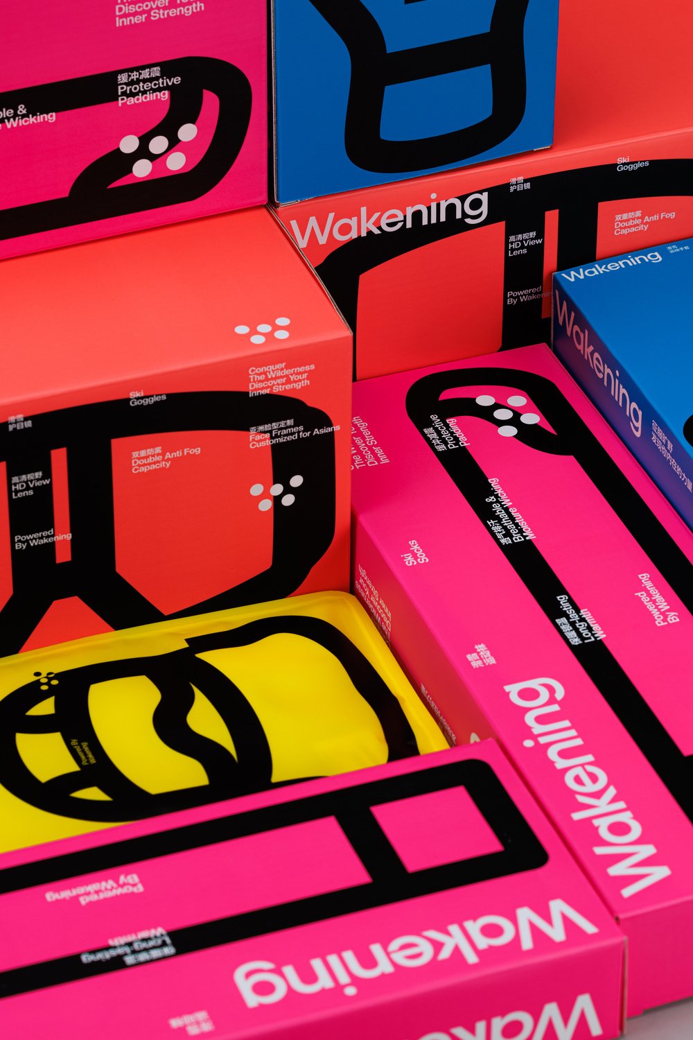 PackagingOfTheWorld on X: "Color coded. Icon driven. Instantly readable. Wakening's #skigear #packaging does something deceptively simple: each SKU gets its own bold color and a giant product silhouette that tells you exactly what's inside before you read a single word. #packagingdesign by Studioenok https://t.co/8V0tpdNudn" / X