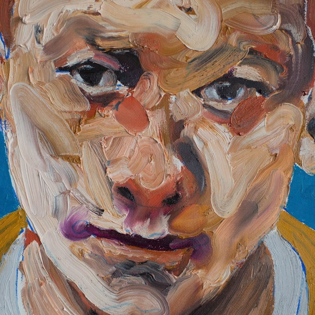 Paintings by Rodrigo Branco. I came across Rodrigo’s work on the cover of Yago o Proprio’s album, where he painted over images – a process in which the artist, due to his poor vision, always saw people’s faces out of focus. | Curater