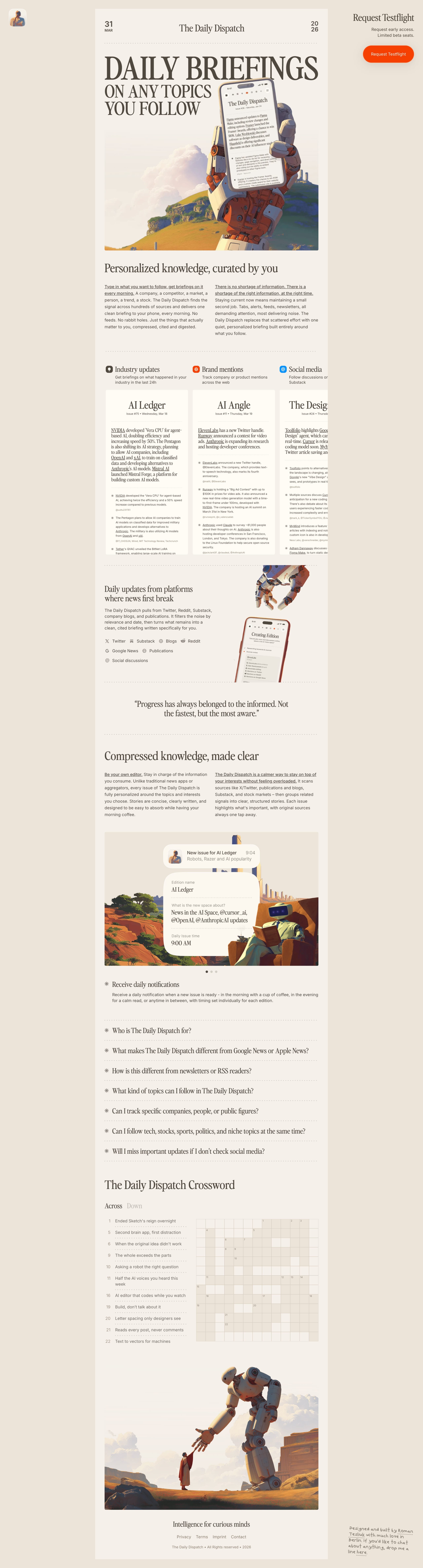 The Daily Dispatch — One Page Website Award