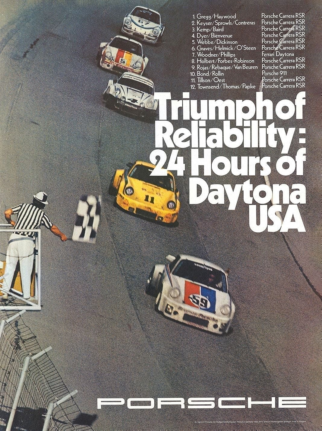Vintage Porsche Poster - 24 Hours of Daytona - 11in x 14in