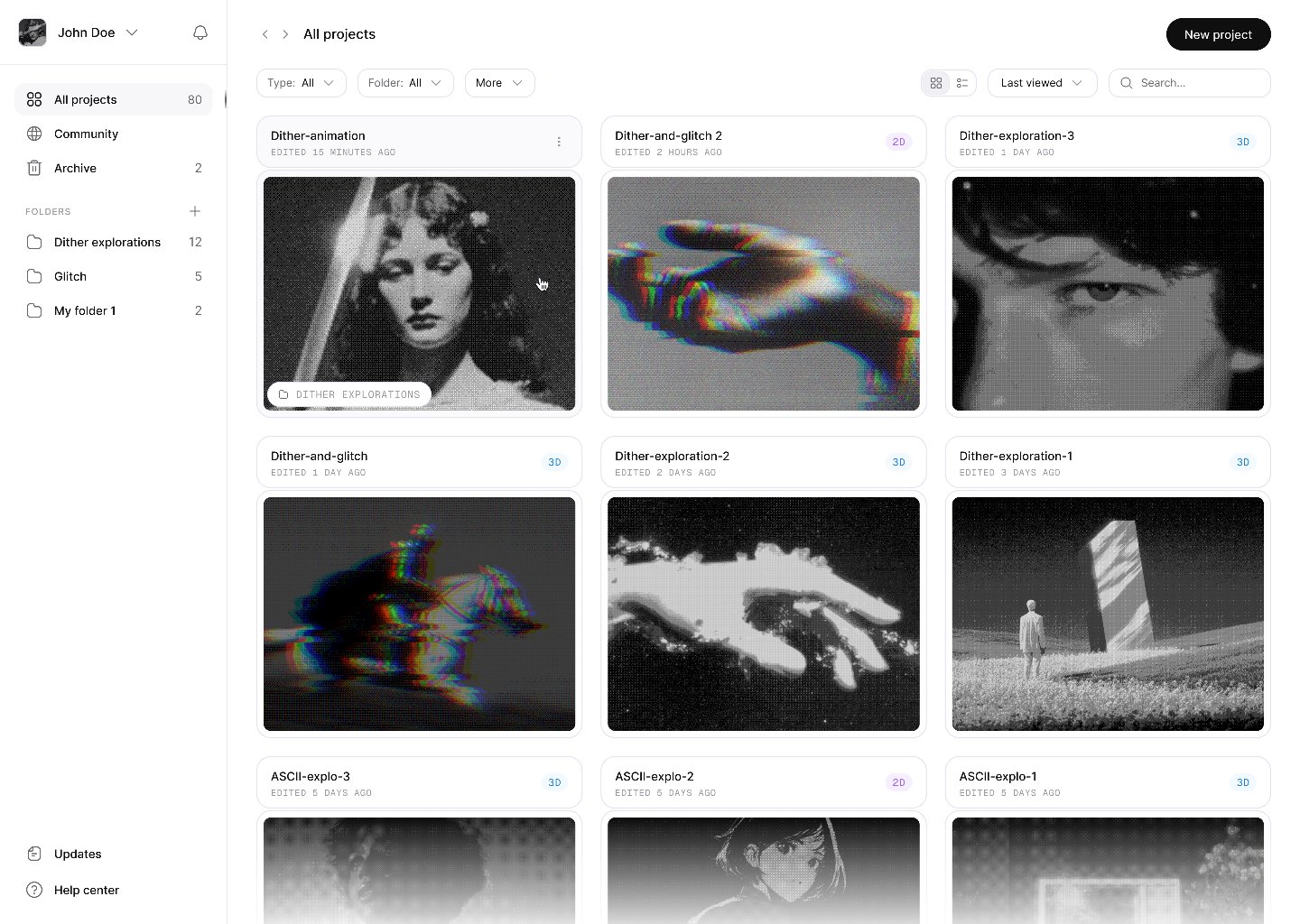 WebGL tool file explorer (light mode)