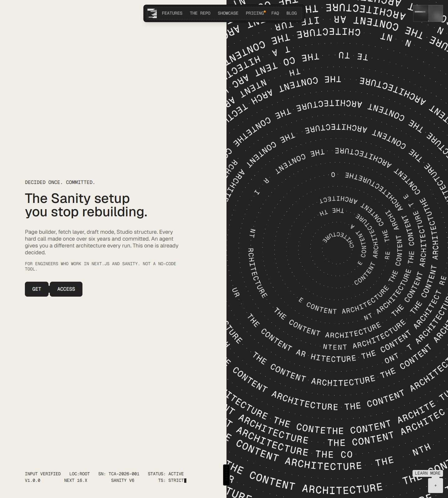 WebInspoo | Contentarchitecture Landing Page