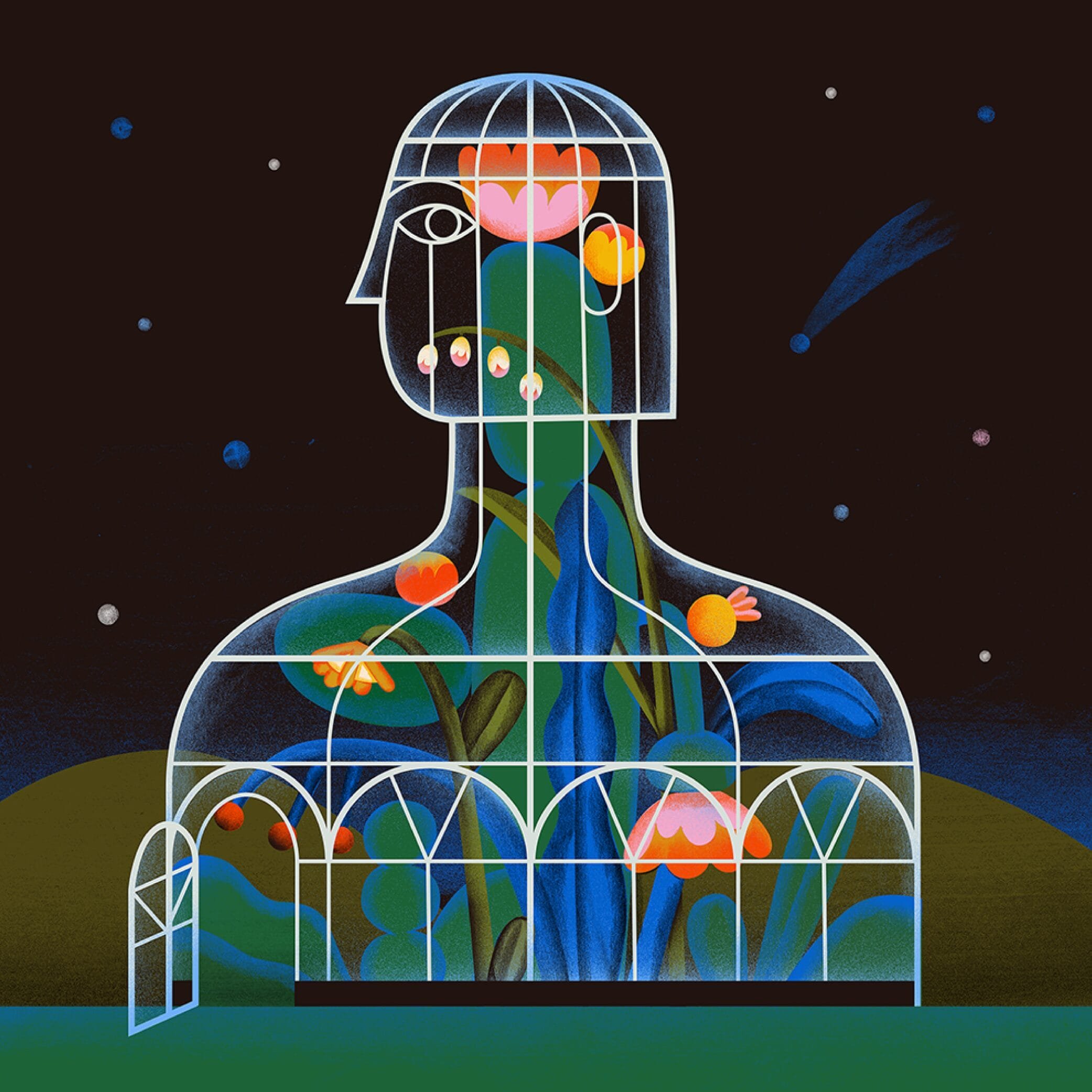Tania Yakunova’s Expressive Figures Entwine with Plant Life in Digital and Graphite Illustrations