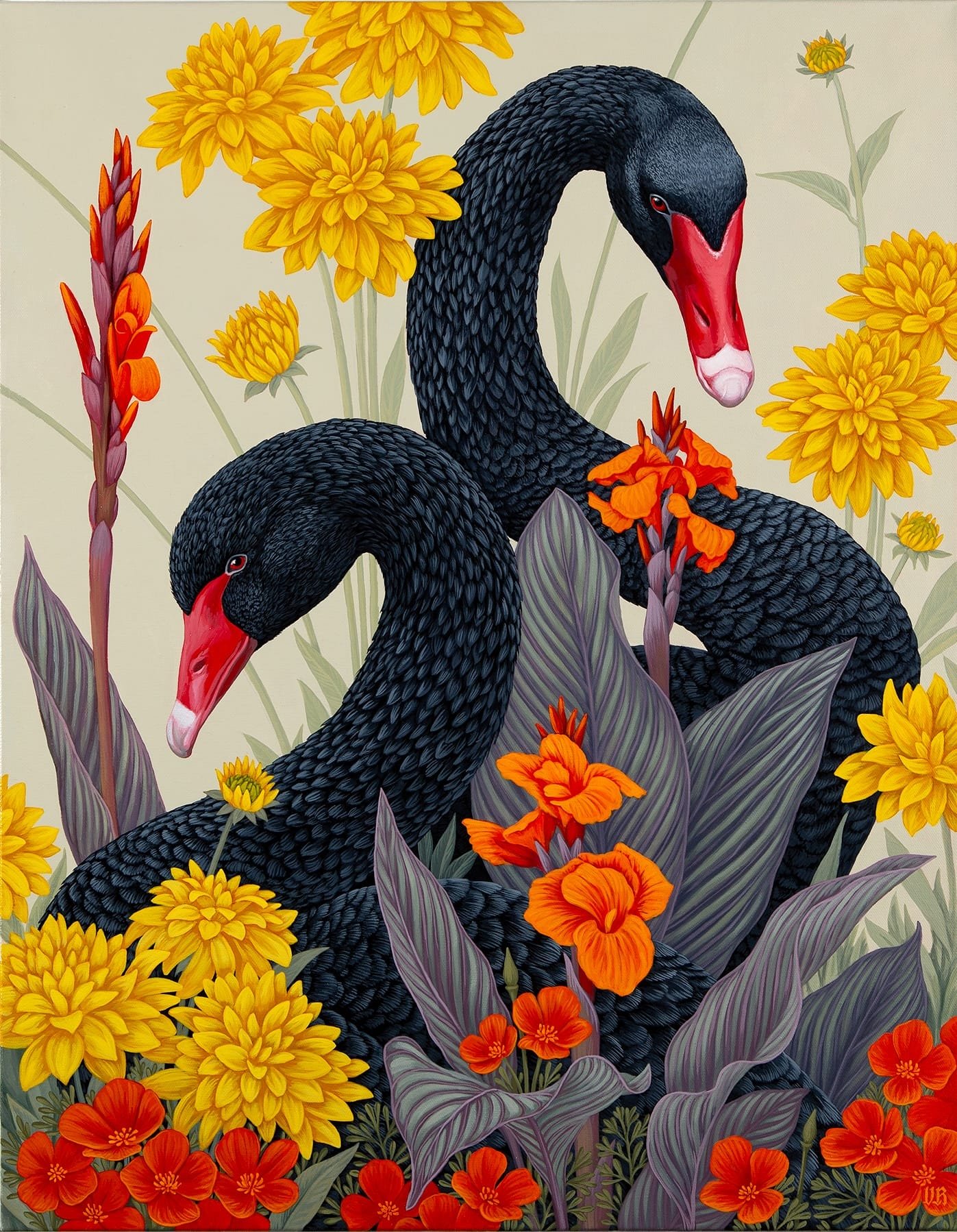 Birds Flock Amid Vibrant Blooms in Vasilisa Romanenko’s Acrylic Paintings