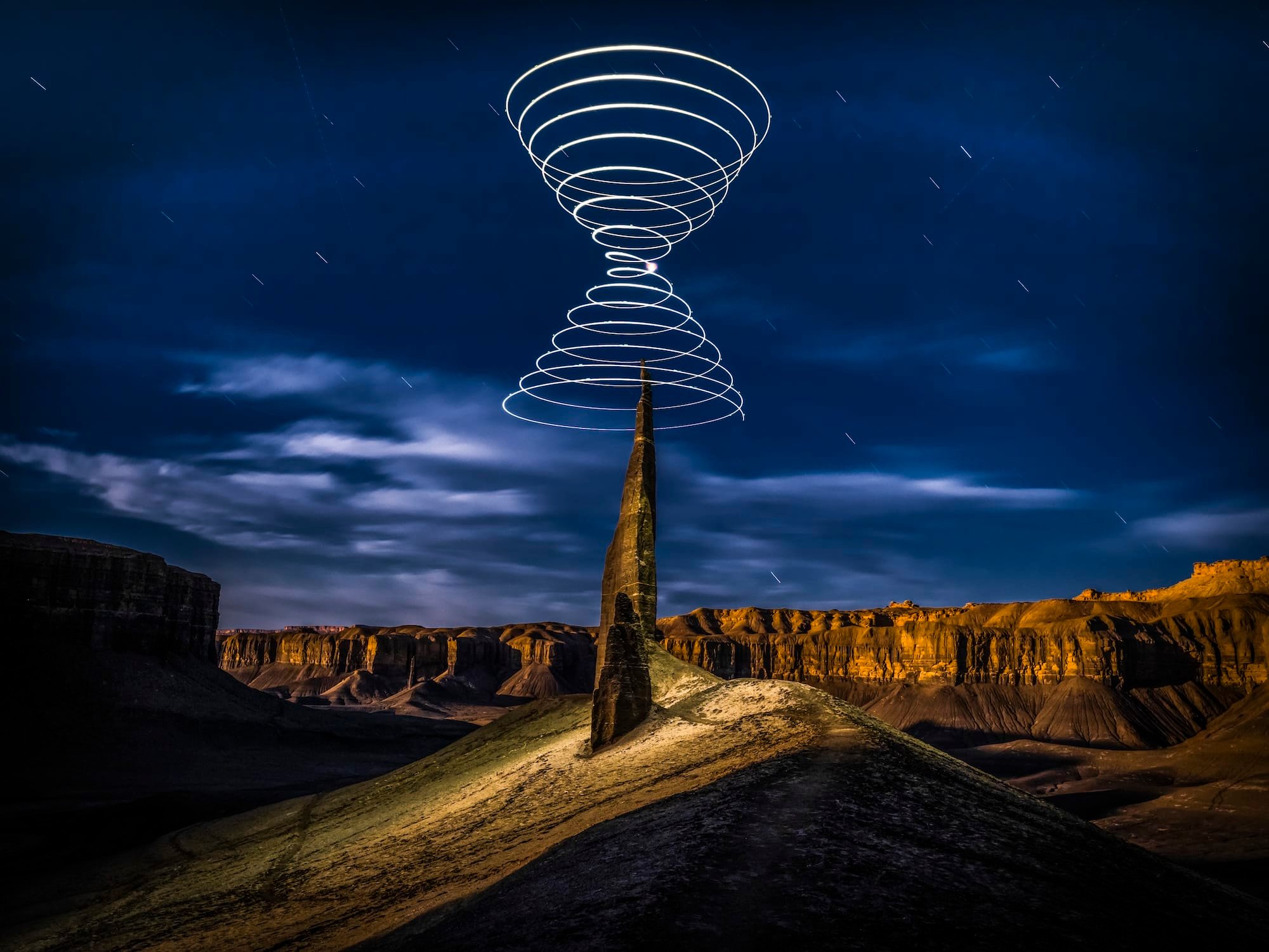 Elliot McGucken Suspends Einstein’s ‘Light Cones’ Over Desert Expanses