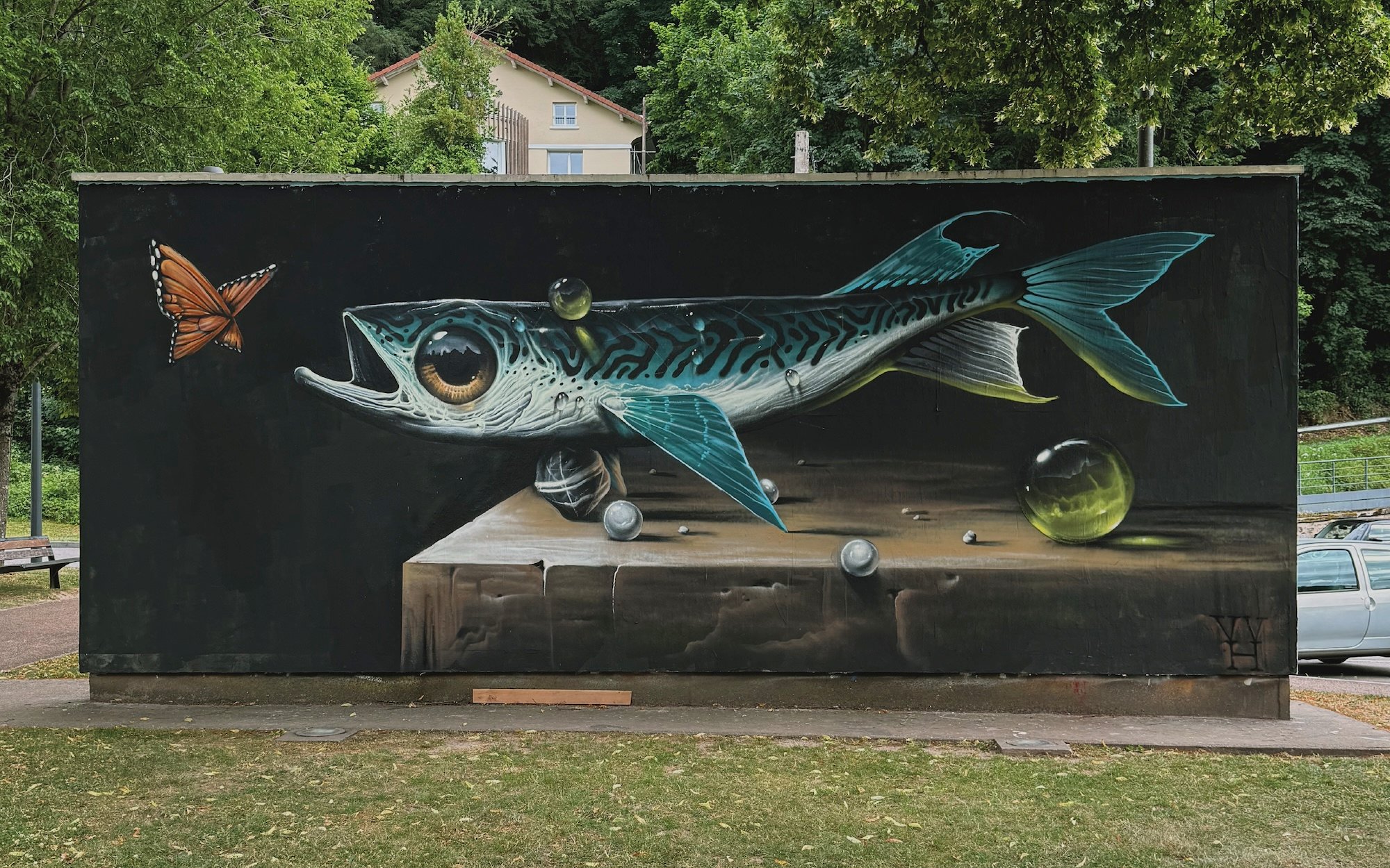 Veks Van Hillik Suspends Fish, Insects, and Other Objects in Surreal Murals