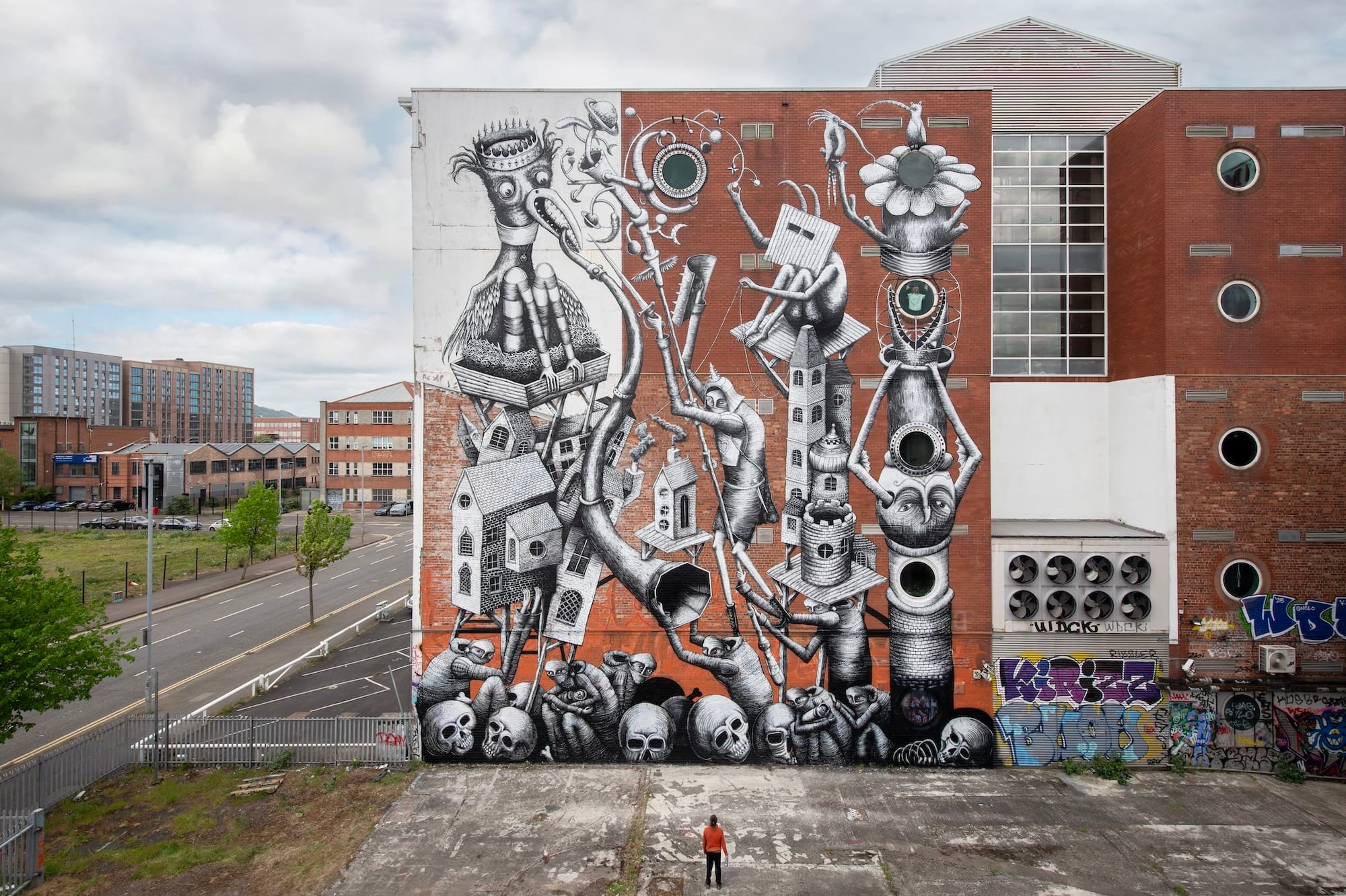 Enigmatic Iconography and Incomplete Narratives Merge in Phlegm’s Murals and Engravings