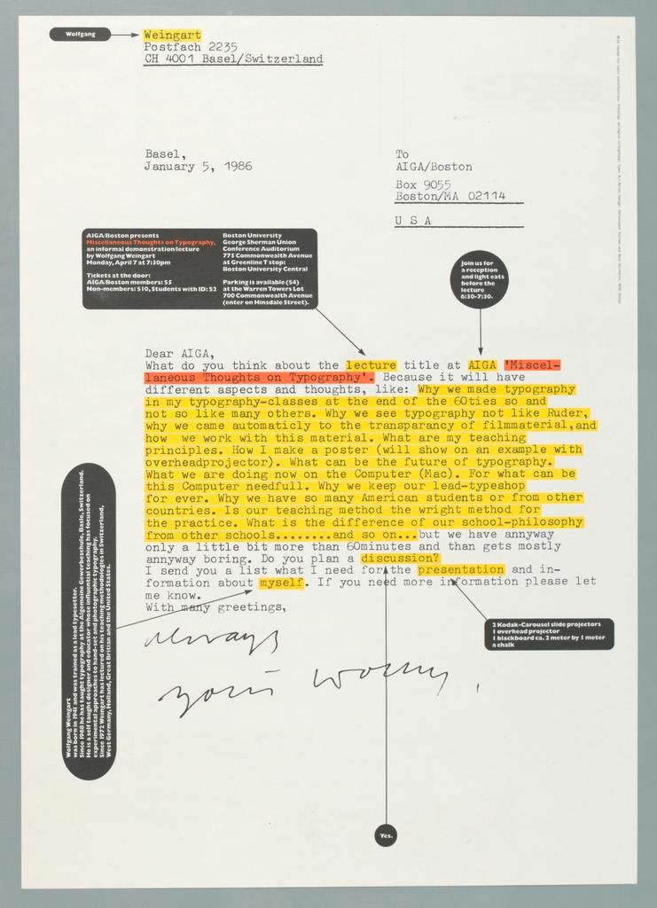 AIGA Boston presents Miscellaneous Thoughts on Typography (1986)