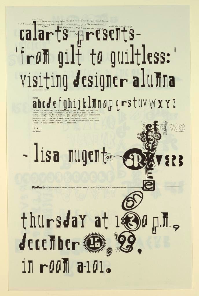 Cal Arts Program in Graphic Design Announcement: ...Reverb - Lisa Nugent, December 16, 1999 (1999)