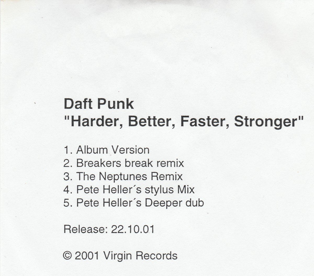Harder, Better, Faster, Stronger (2001) — Daft Punk