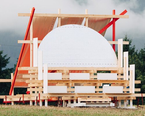 a terraced timber pavilion explores circular construction for austria’s gabonsa music festival