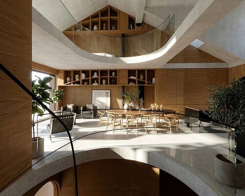 timber, curves, and crafted details shape DHaus’ spatial narrative inside nanjing townhouse