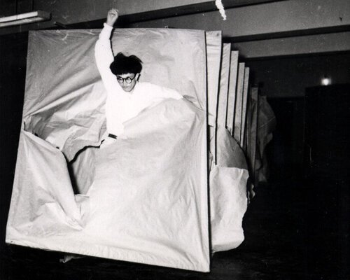 tearing paper and wrestling mud, gutai played with creative freedom in postwar japan