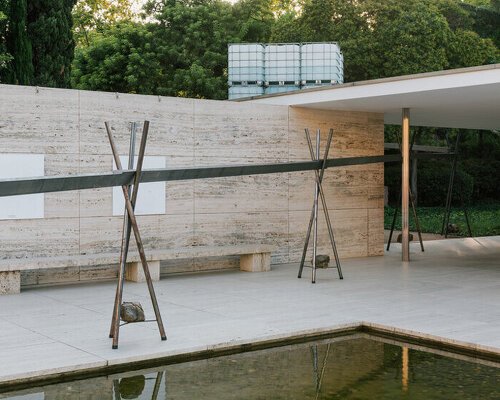 twelve tanks and dripping aqueduct trace water loss at mies van der rohe barcelona pavilion