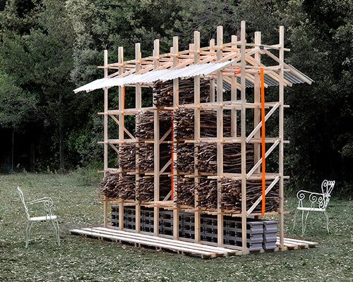 m²ft architects stacks woodland branches into modular biodiversity pavilion in italy