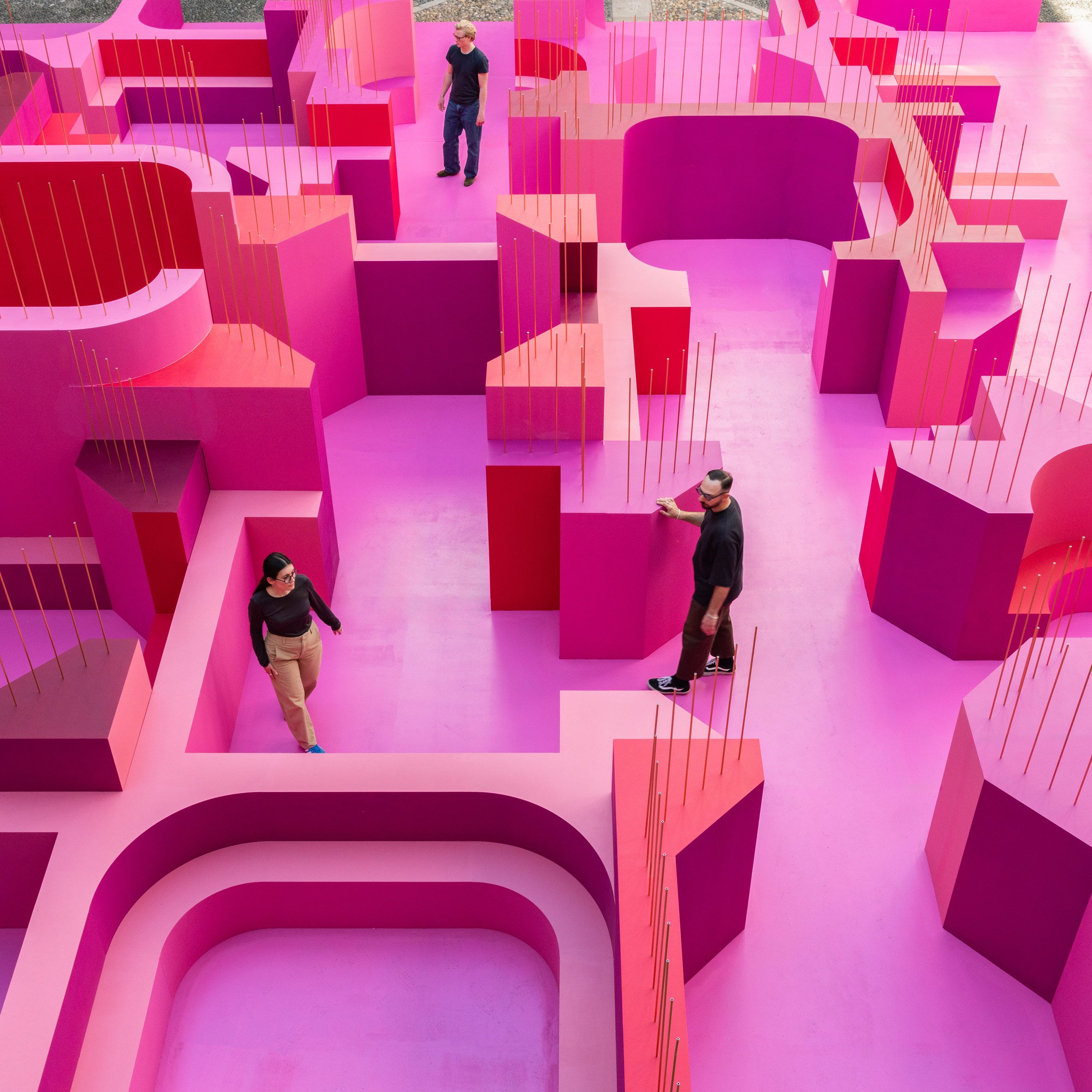 Lina Ghotmeh unveils pink labyrinth that "invites visitors to slow down"