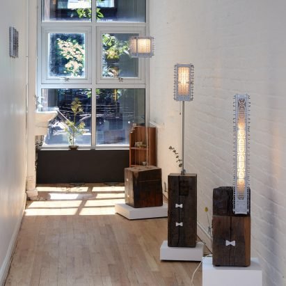 Bechara Maalouf displays lamps informed by Lebanese window guards