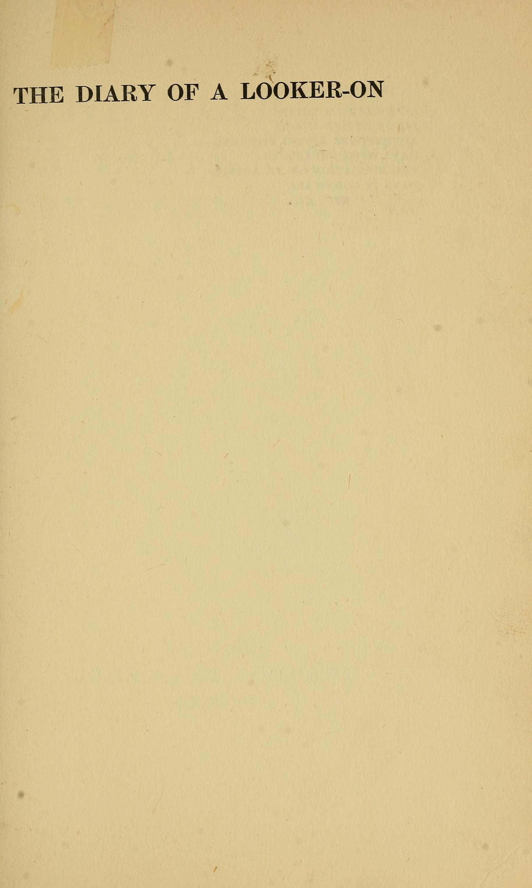 The diary of a looker-on, (1908)