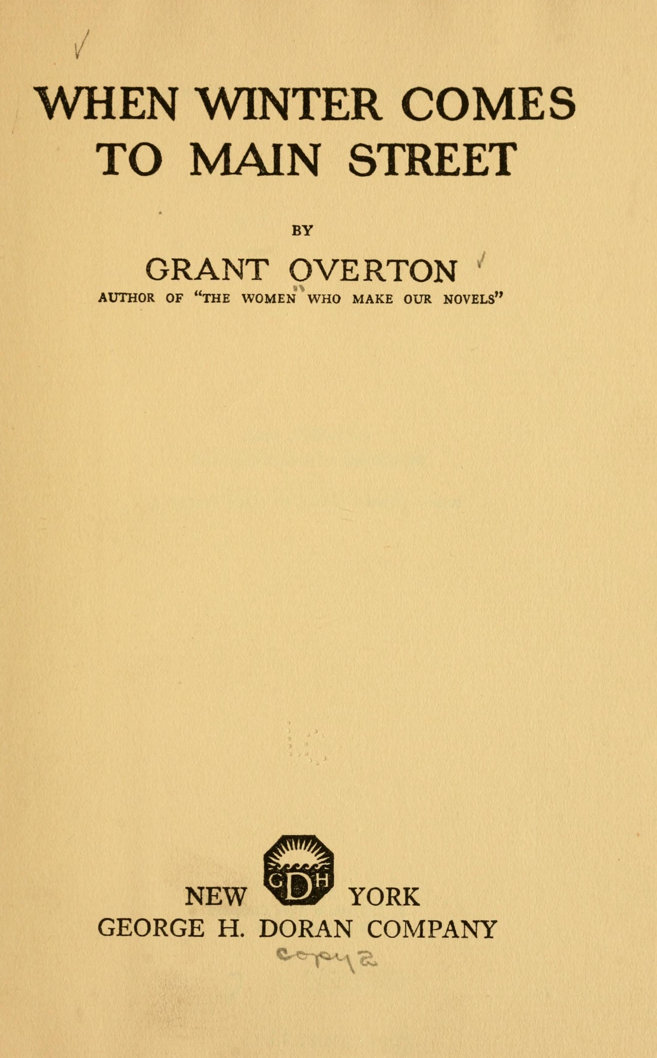 When winter comes to Main Street, (1922)