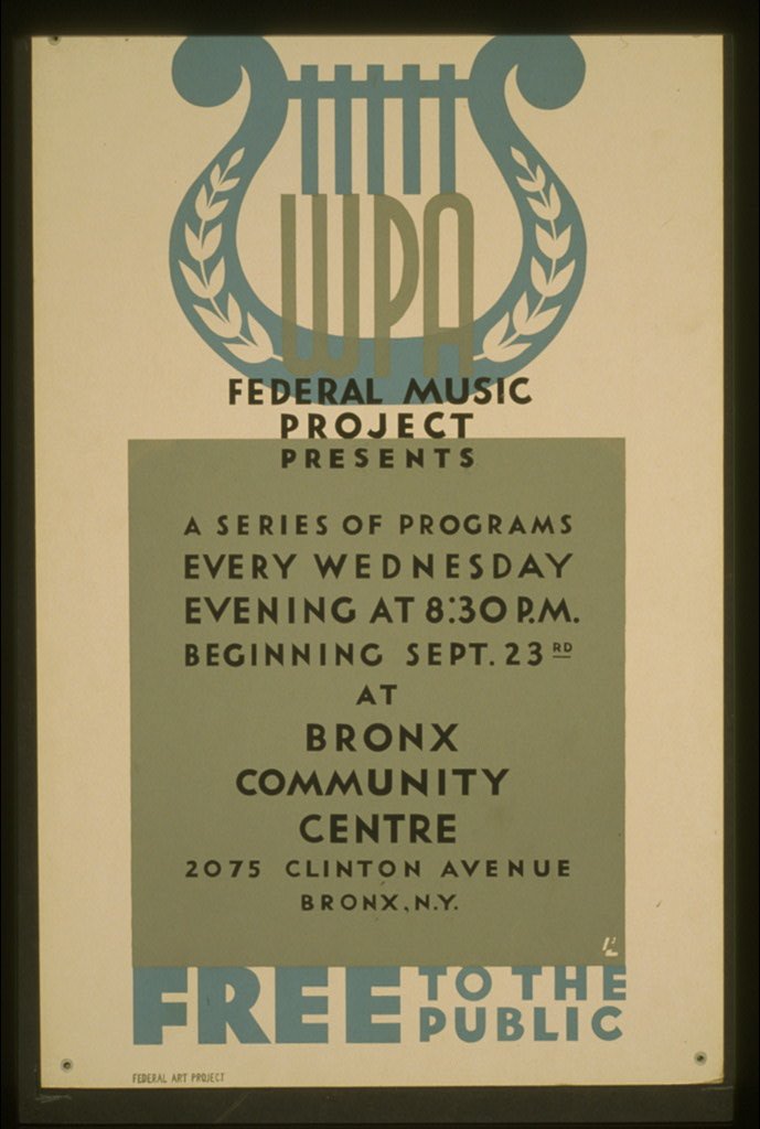 WPA Federal Music Project presents a series of programs every wednesday evening at 8:30 P.M. Free to the public / (1942-01-01)