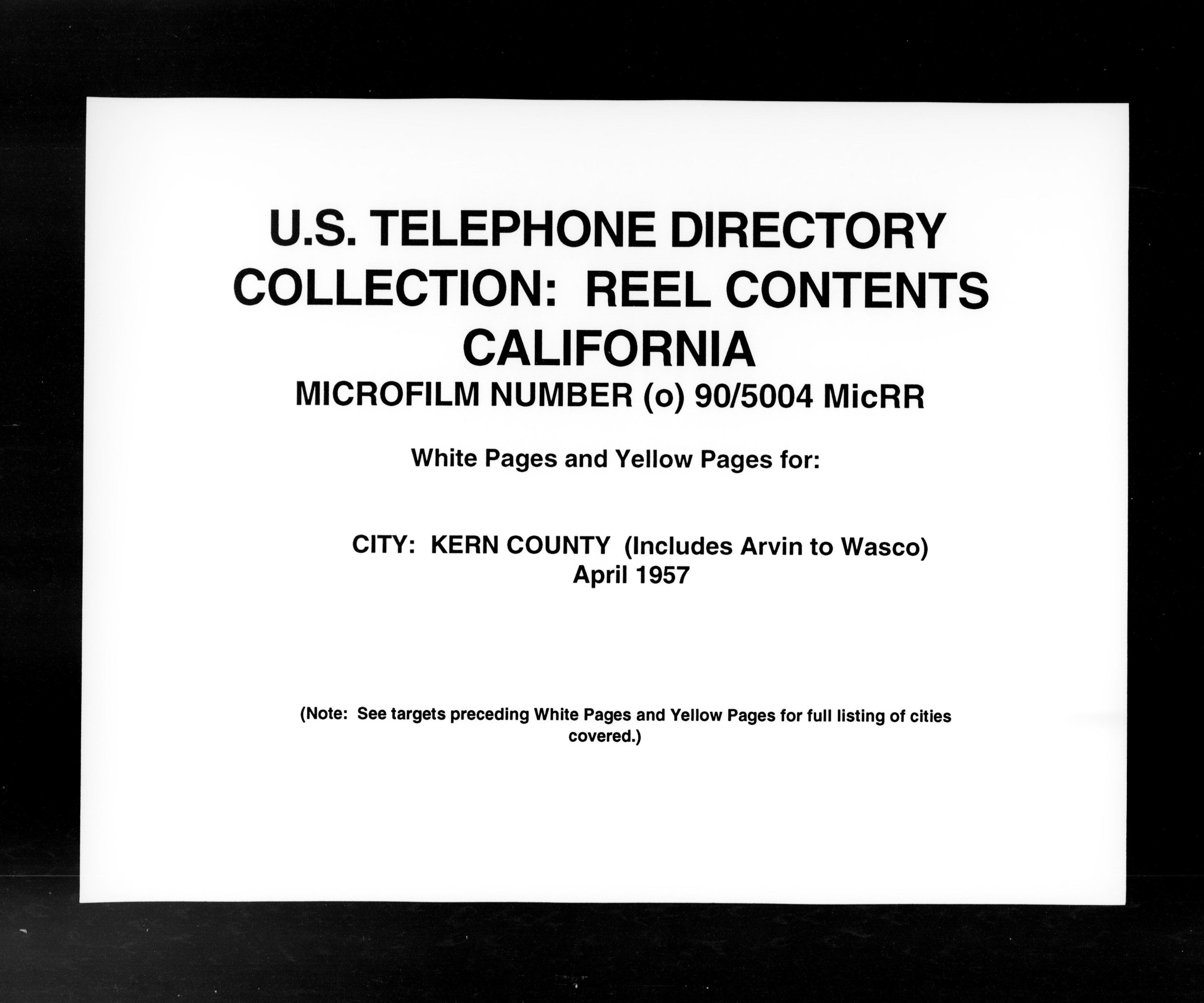 California - White Pages and Yellow Pages - Kern County - April 1957 (1957)