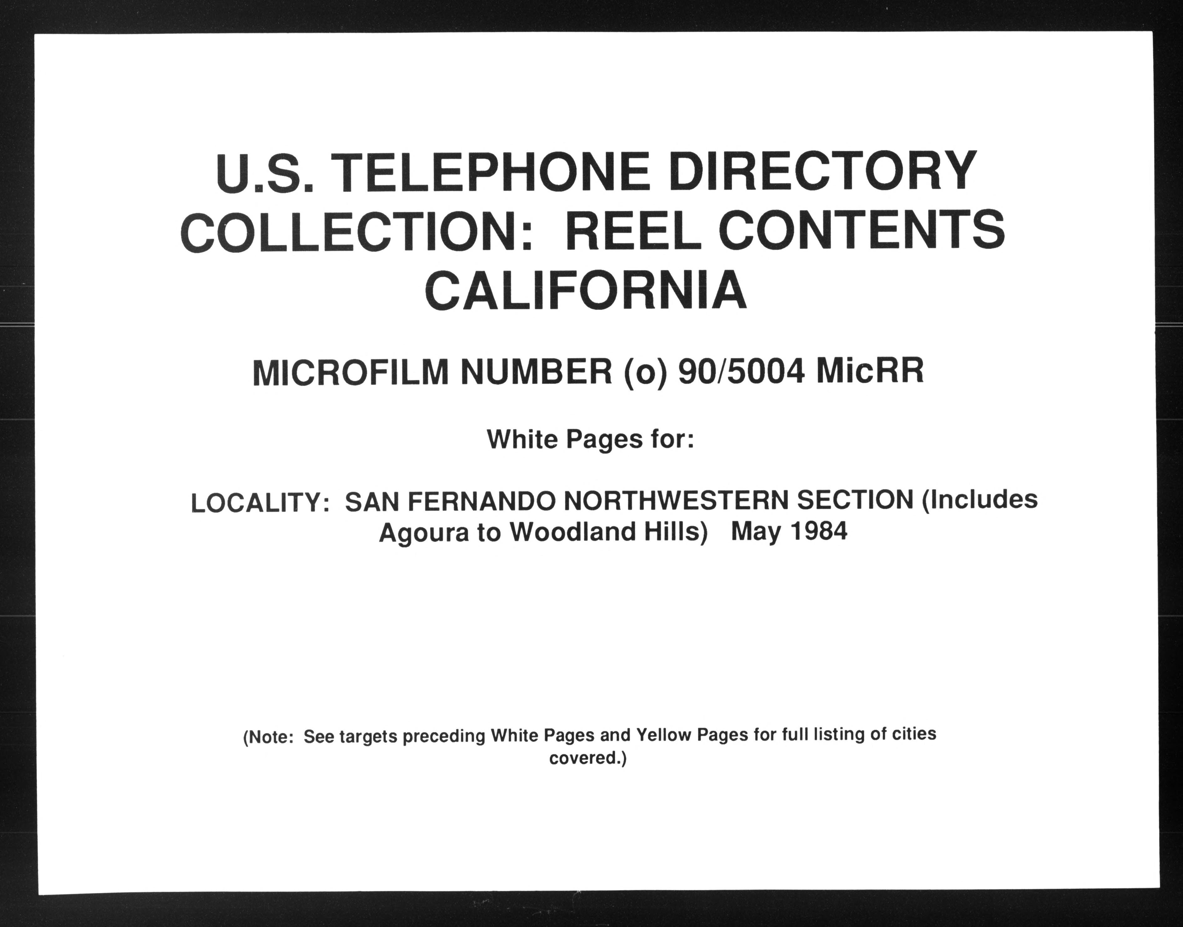 California - White Pages - San Fernando Northwestern Section - May 1984 (1984)