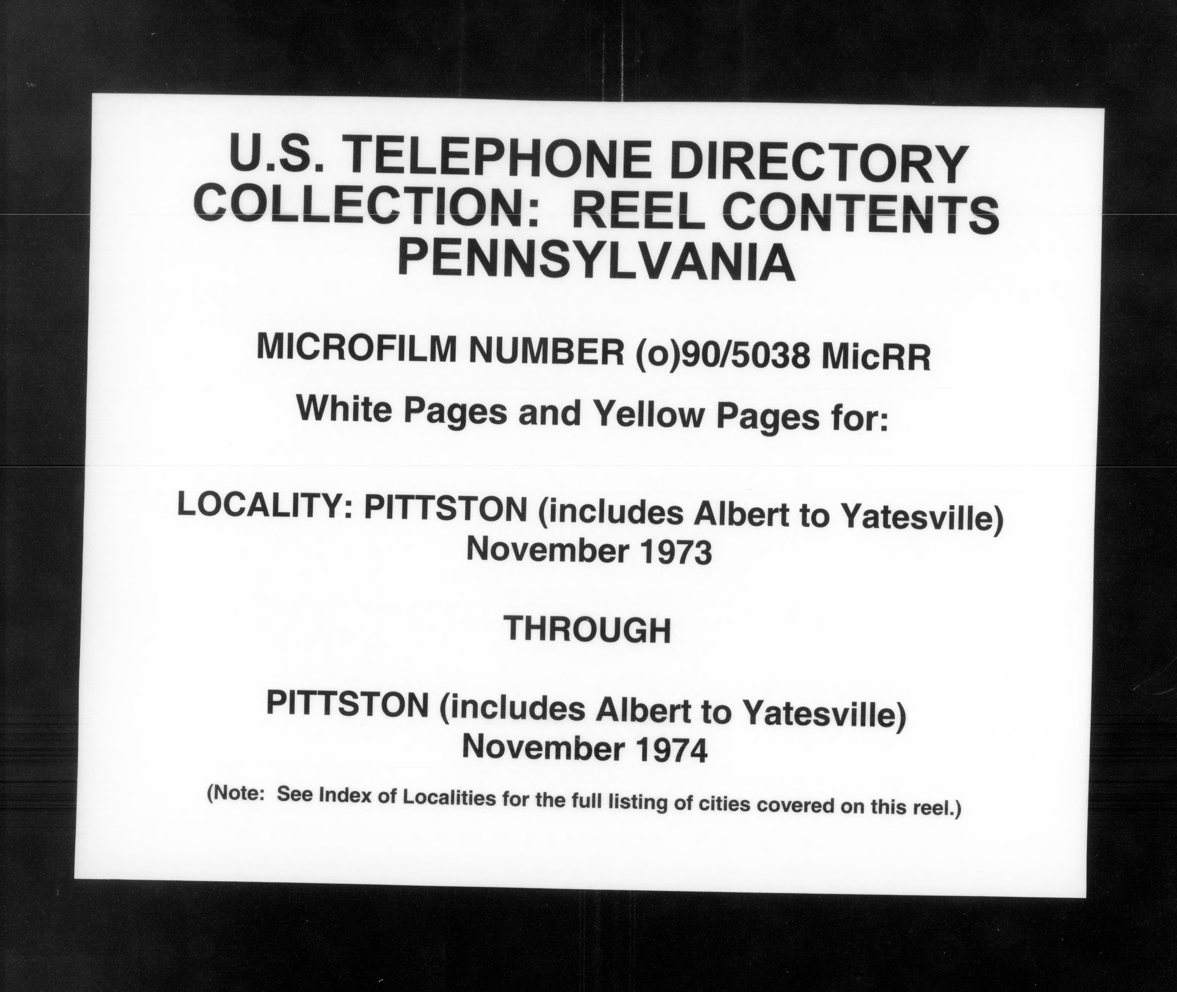 Pennsylvania White and Yellow Pages Pittston November 1973 through November 1974 (1973)