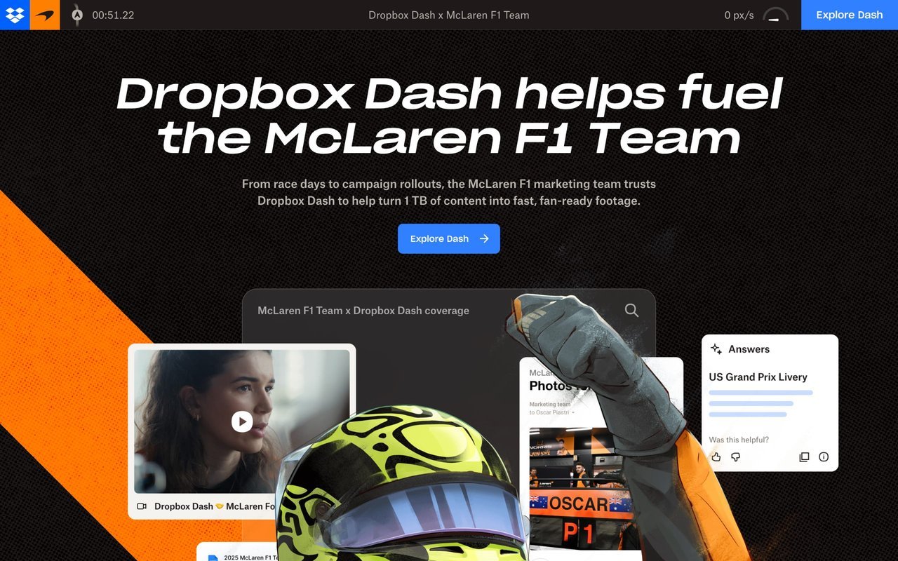 Dropbox Dash x McLaren F1 Team