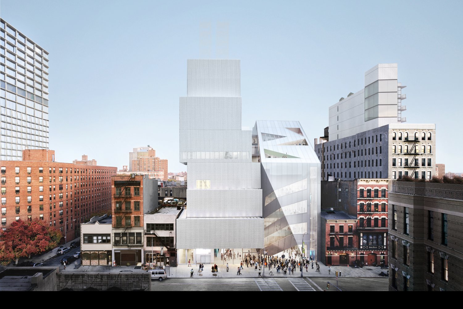 New Museum unveils new OMA-designed building ahead of March 21st reopening.