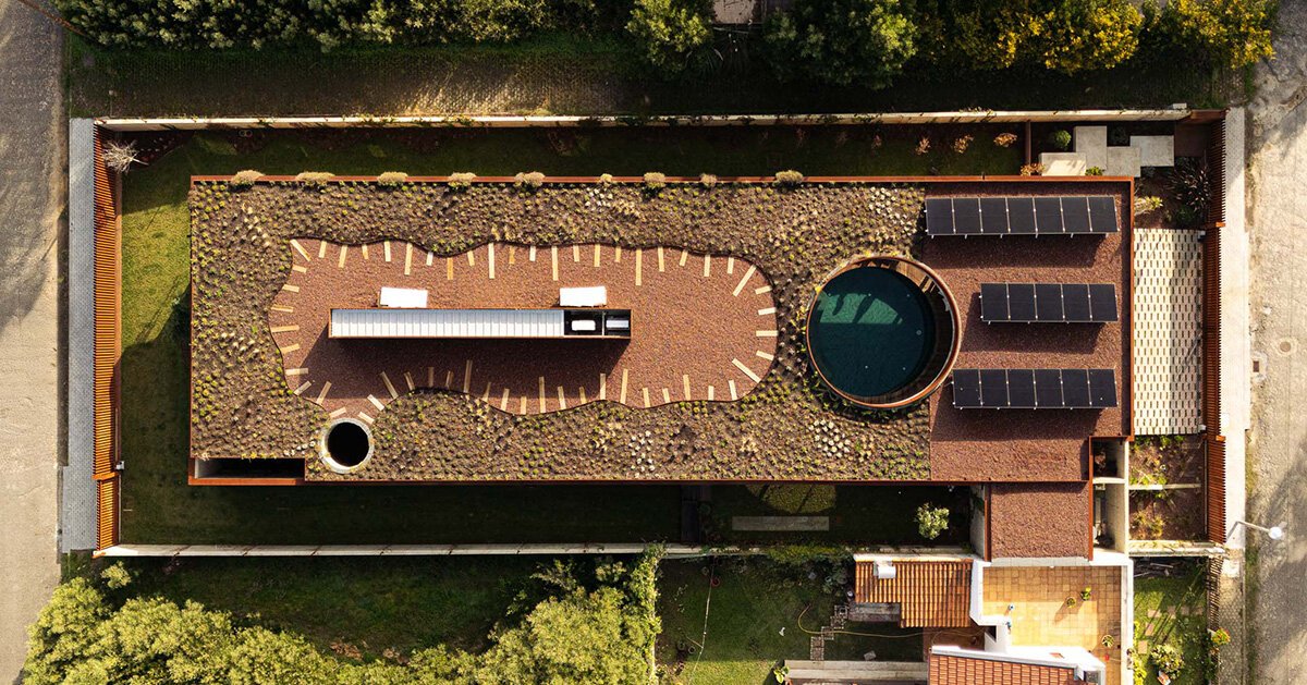 circular courtyard pool opens house by pedro henrique to sky and light in portugal