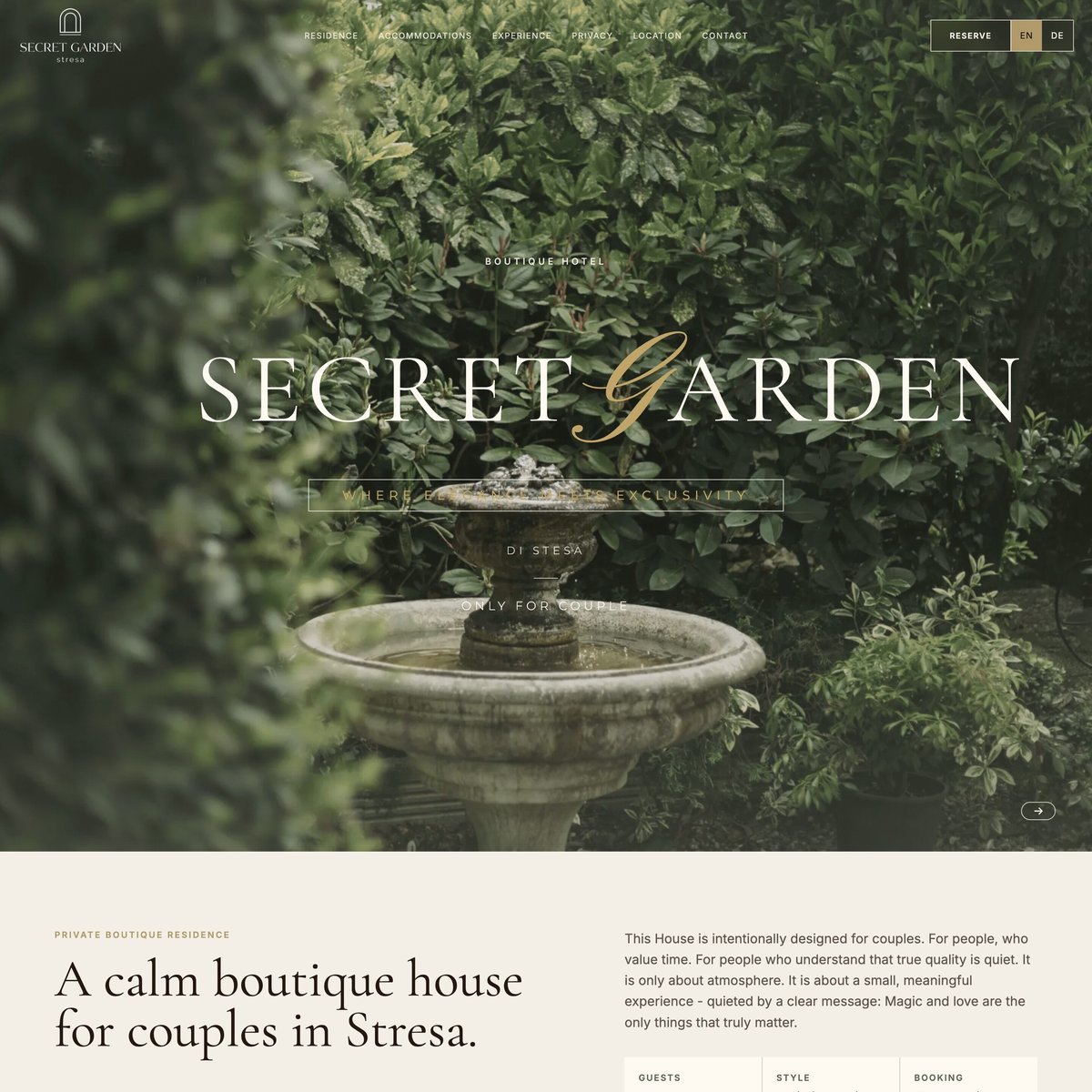 Website Inspiration: Secret Garden Stresa