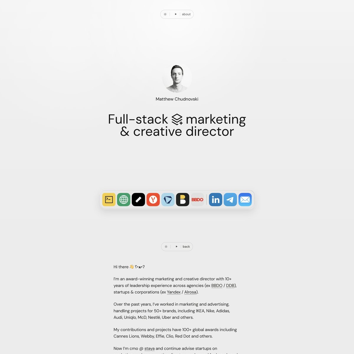 Website Inspiration: Matthew Chudnovski