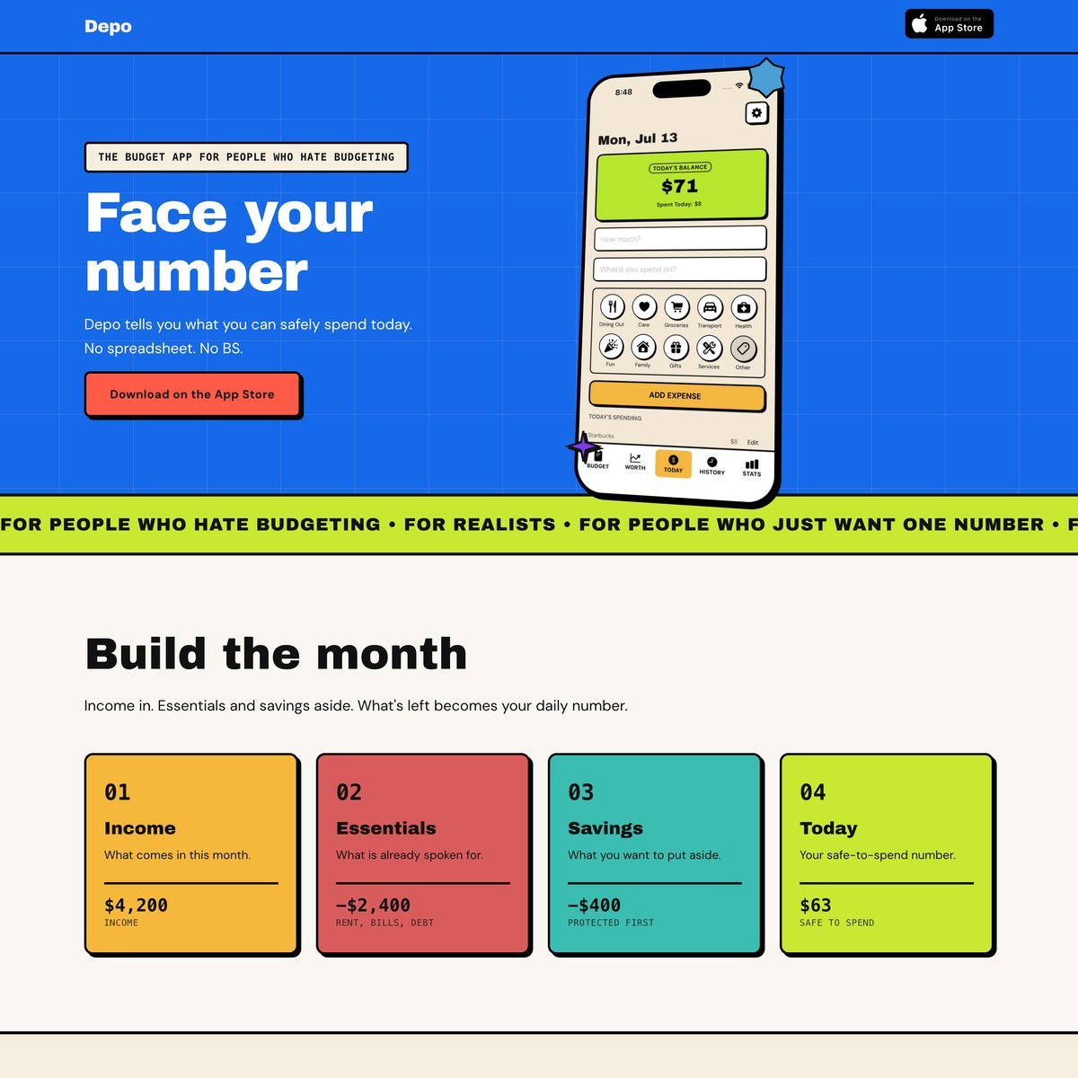 Website Inspiration: Depo Budget App