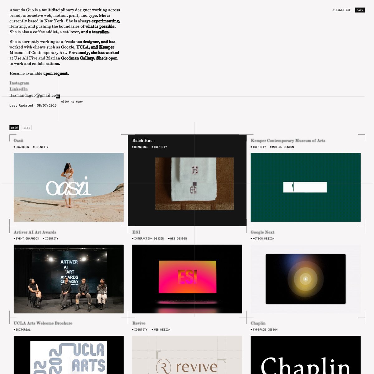 Website Inspiration: Amanda Guo Design