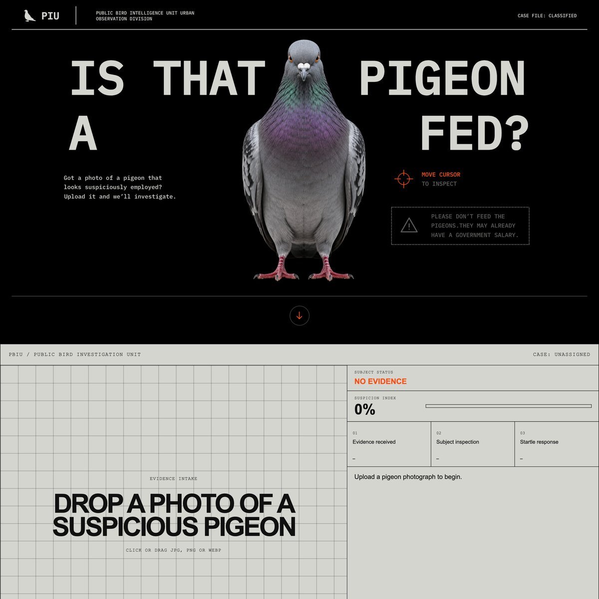 Website Inspiration: Is That Pigeon a Fed?