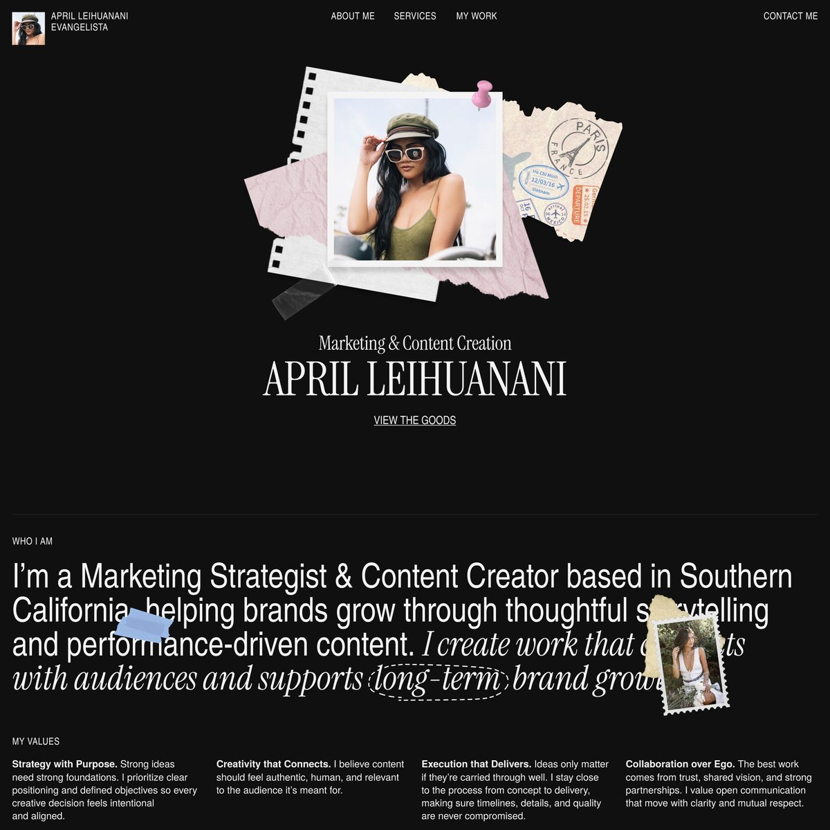 Website Inspiration: April Leihuanani Evangelista