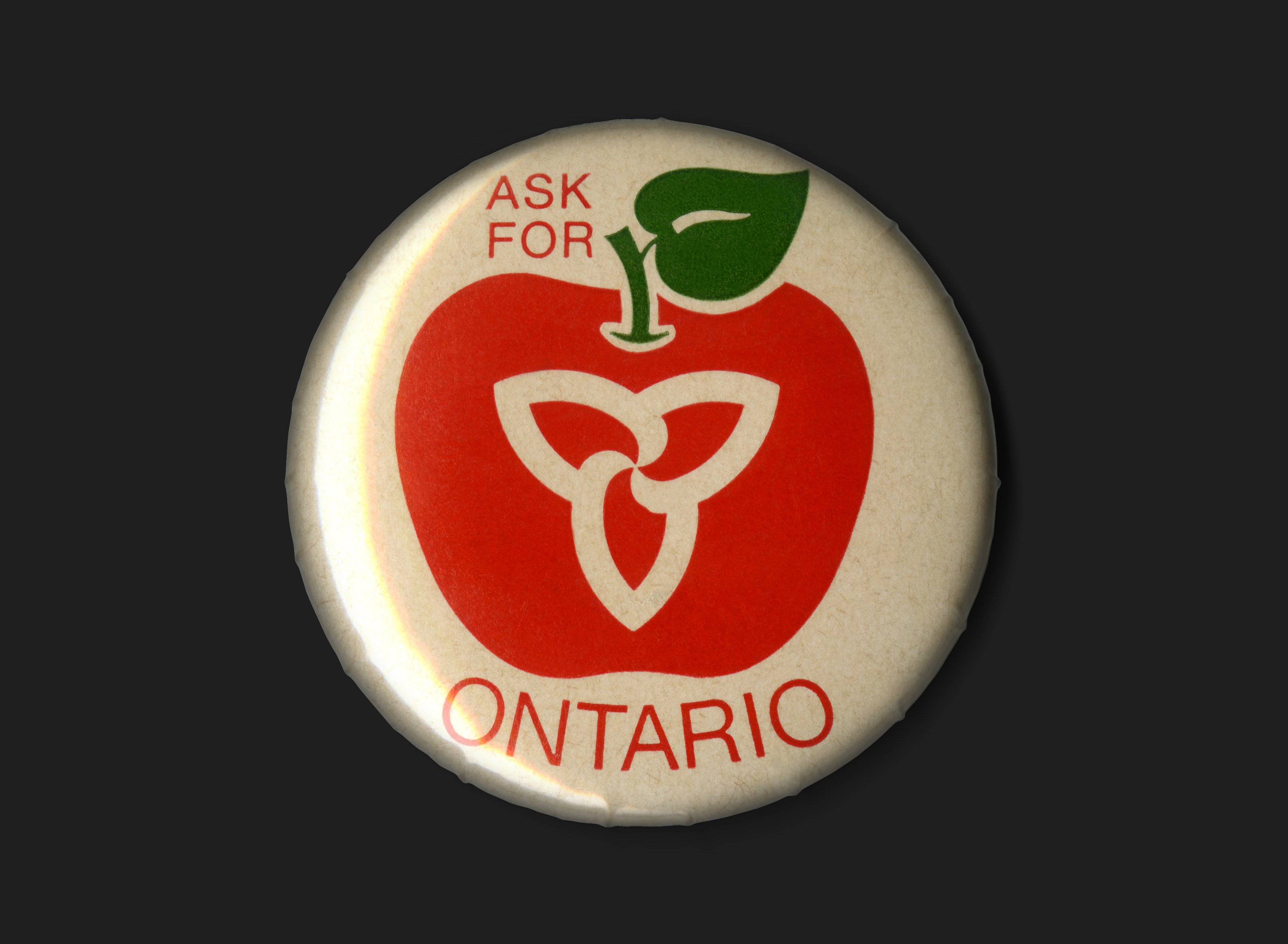 Ask For Ontario Apples Pinback Badge - Canada Modern