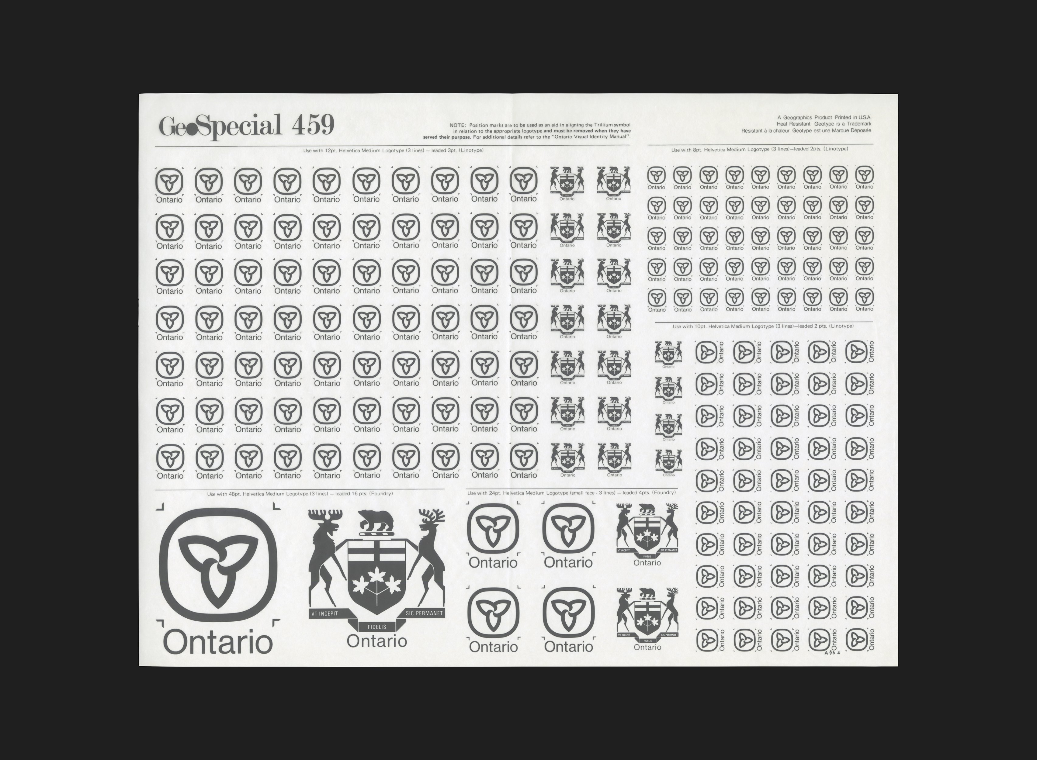 Government of Ontario Geographics Dry-transfer Logo Sheet - Canada Modern