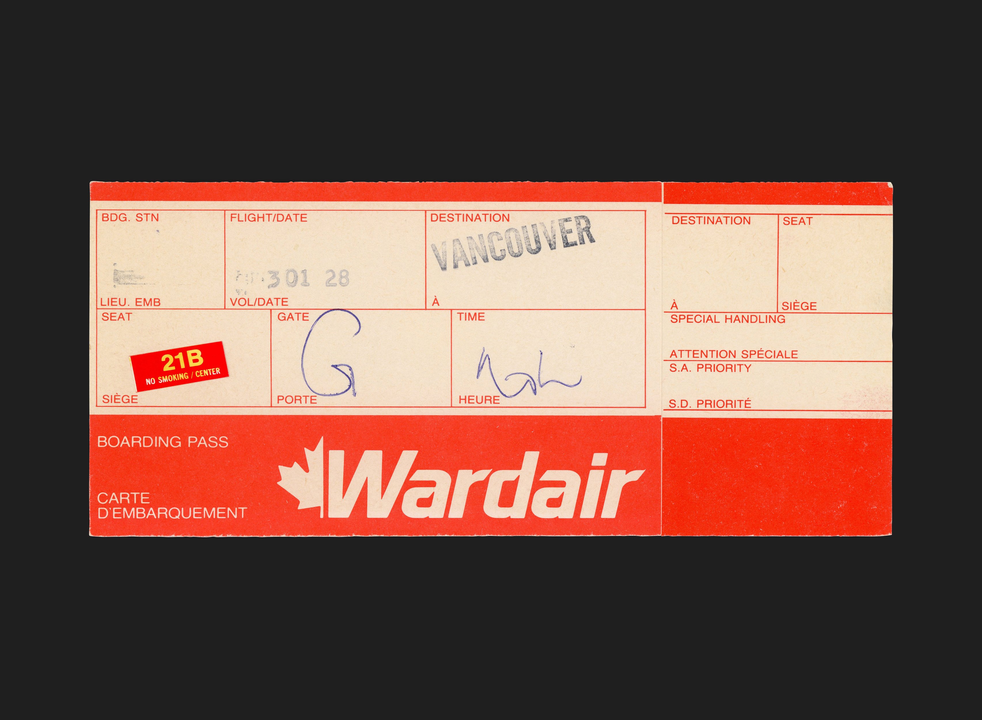 Wardair Boarding Pass - Canada Modern