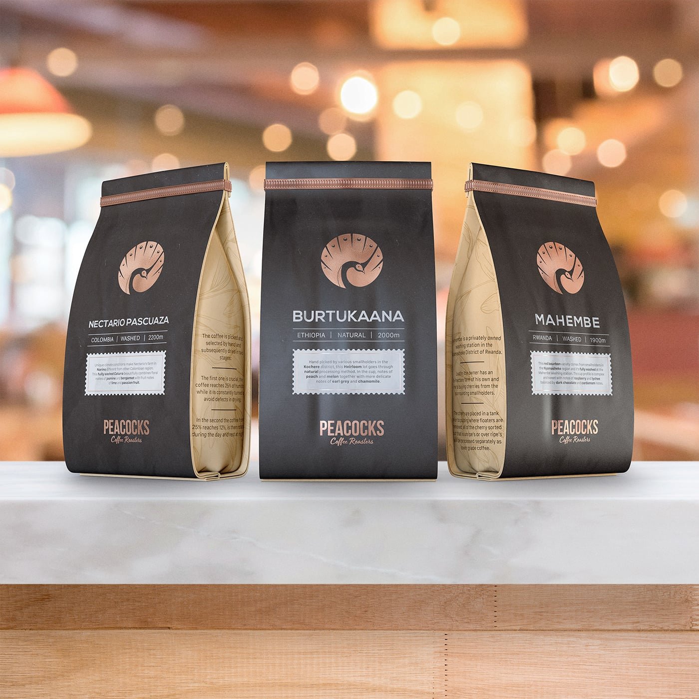 Peacocks Coffee Roasters Packaging | Mindsparkle Mag