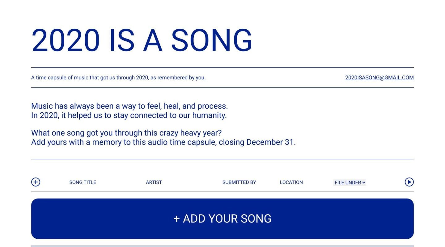 2020 IS A SONG on Minimal Gallery