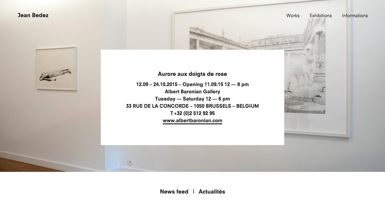 Jean Bedez Visit minimal.gallery, follow on Twitter or receive the weekly/monthly round up on Minimal Gallery