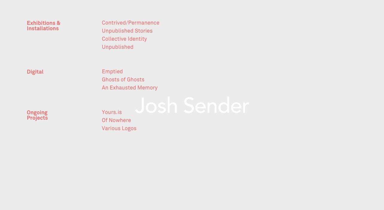 Josh Sender on Minimal Gallery