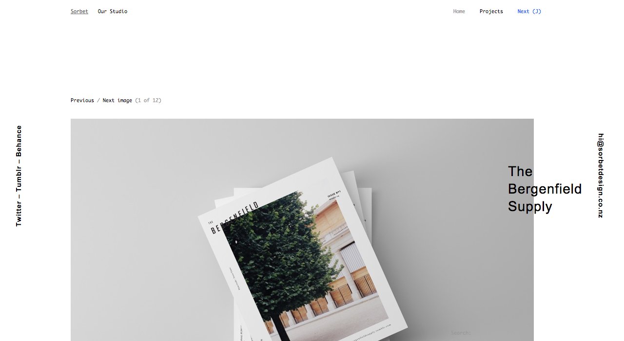 Sorbet Visit minimal.gallery, follow on Twitter or receive the weekly/monthly round up on Minimal Gallery