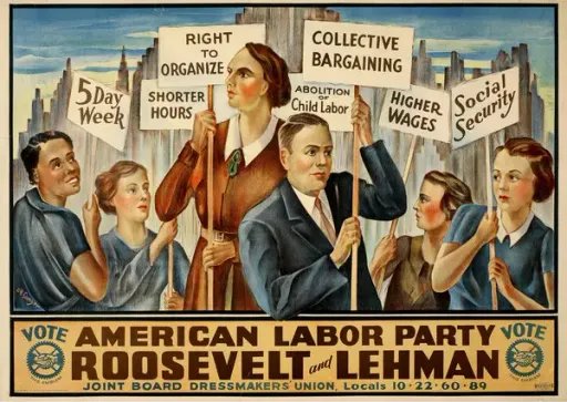 A 1936 American Labor Party poster at the New York Historical Society exhibition “Art as Activism: Graphic Art from the Merrill C. Berman Collection”