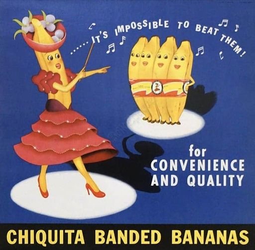 American Mid-Century Advertising Poster for ‘Chiquita Banded Bananas’, 1955