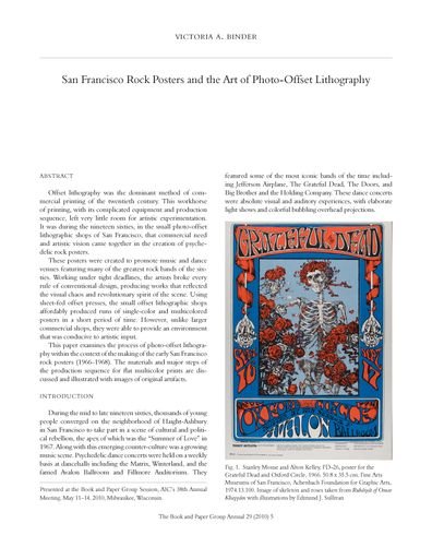Article on “San Francisco Rock Posters and the Photo-Offset Lithography”